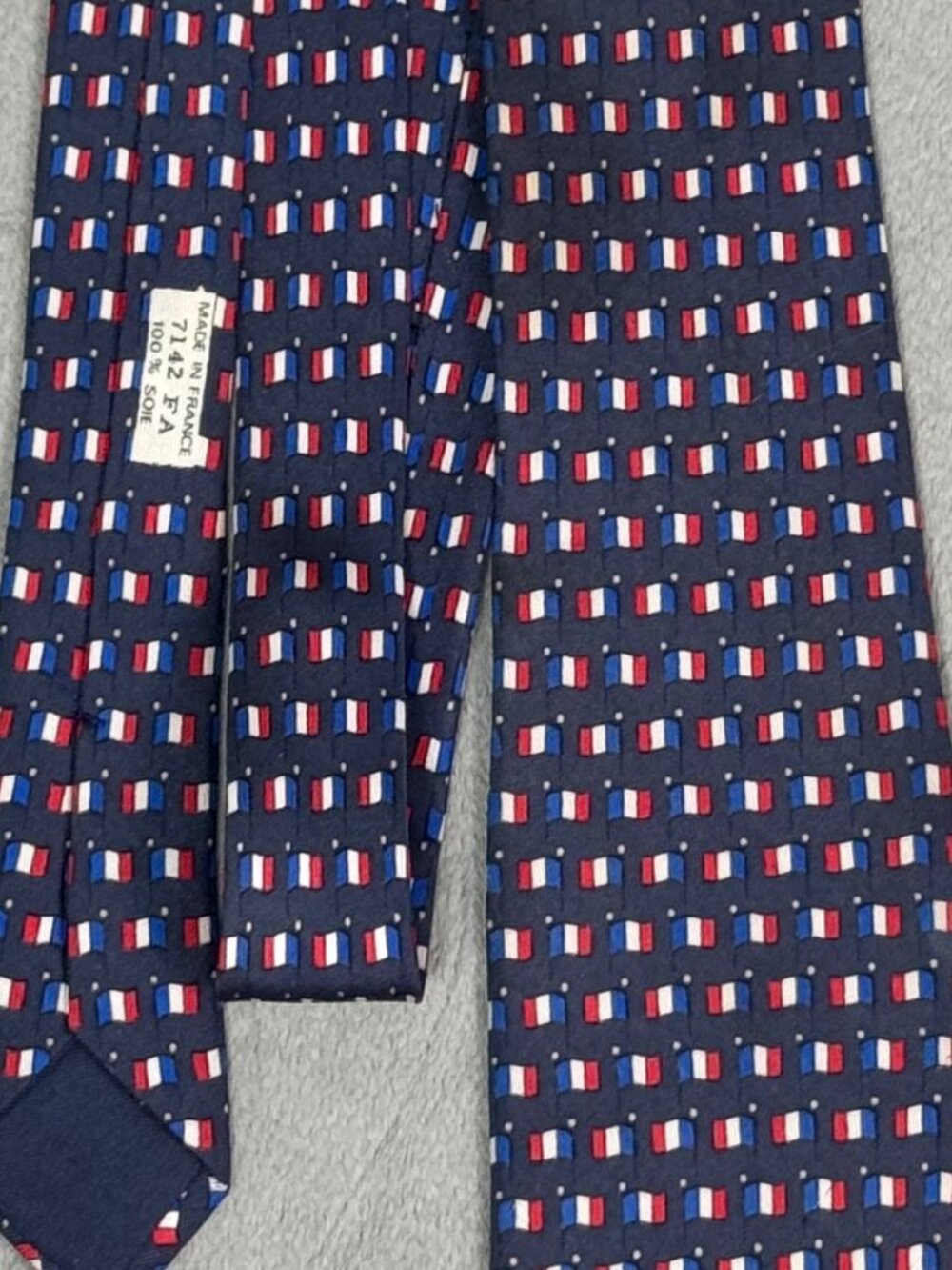 Hermes Blue Silk Tie 7142 FA French Flag